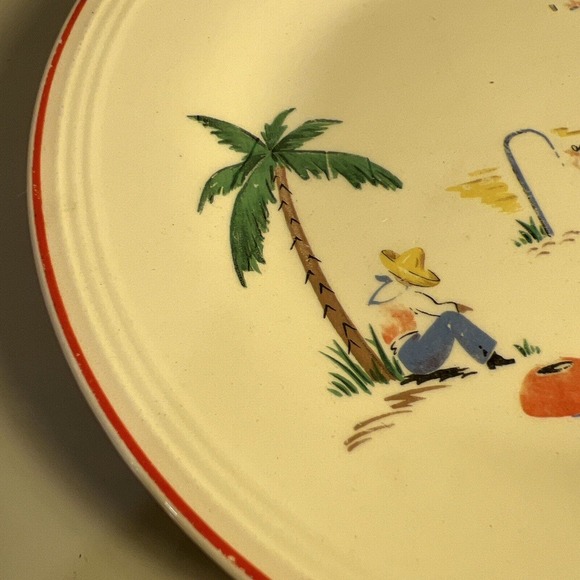 Edwin Knowles Semi Vitreous Sleeping Mexican Palm Tree 6" Saucer Plate - Picture 4 of 6